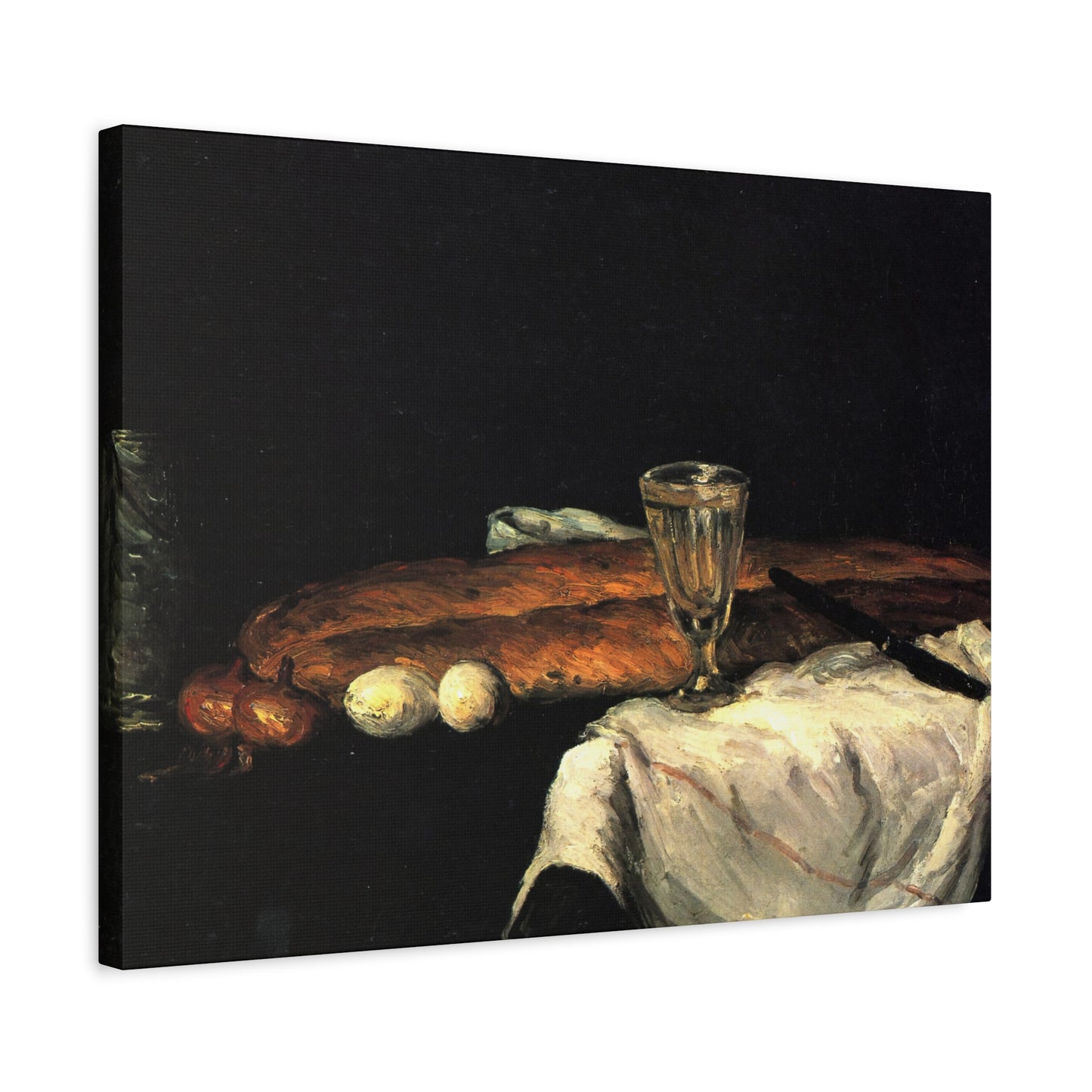 Cézanne, Paul - Still Life with Bread and Eggs (1865) - Canvas Block, unframed