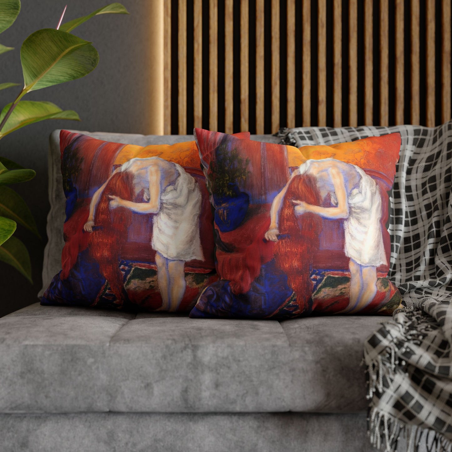 Ranson, Paul - The Golden Head of Hair (1909) - Suede Square Pillowcase