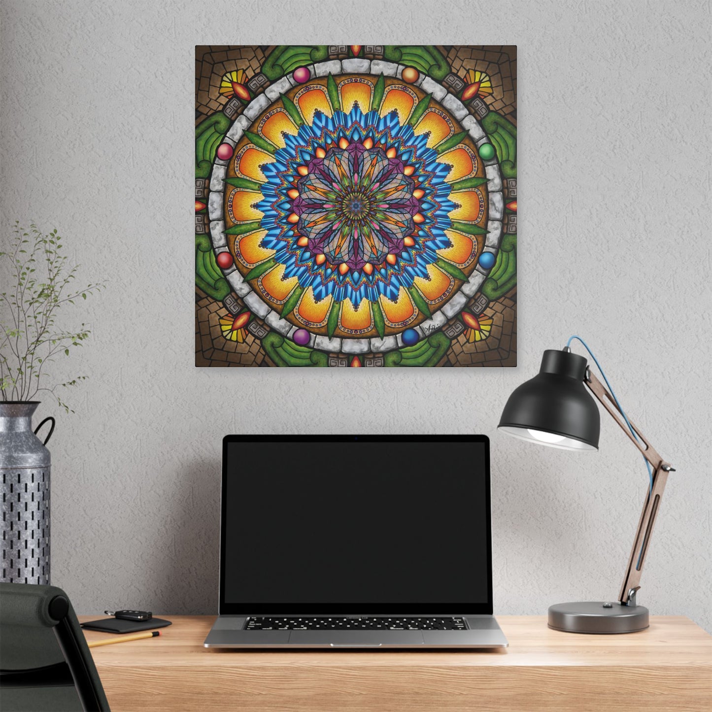 Emerald Arrows Mandala - Canvas Block