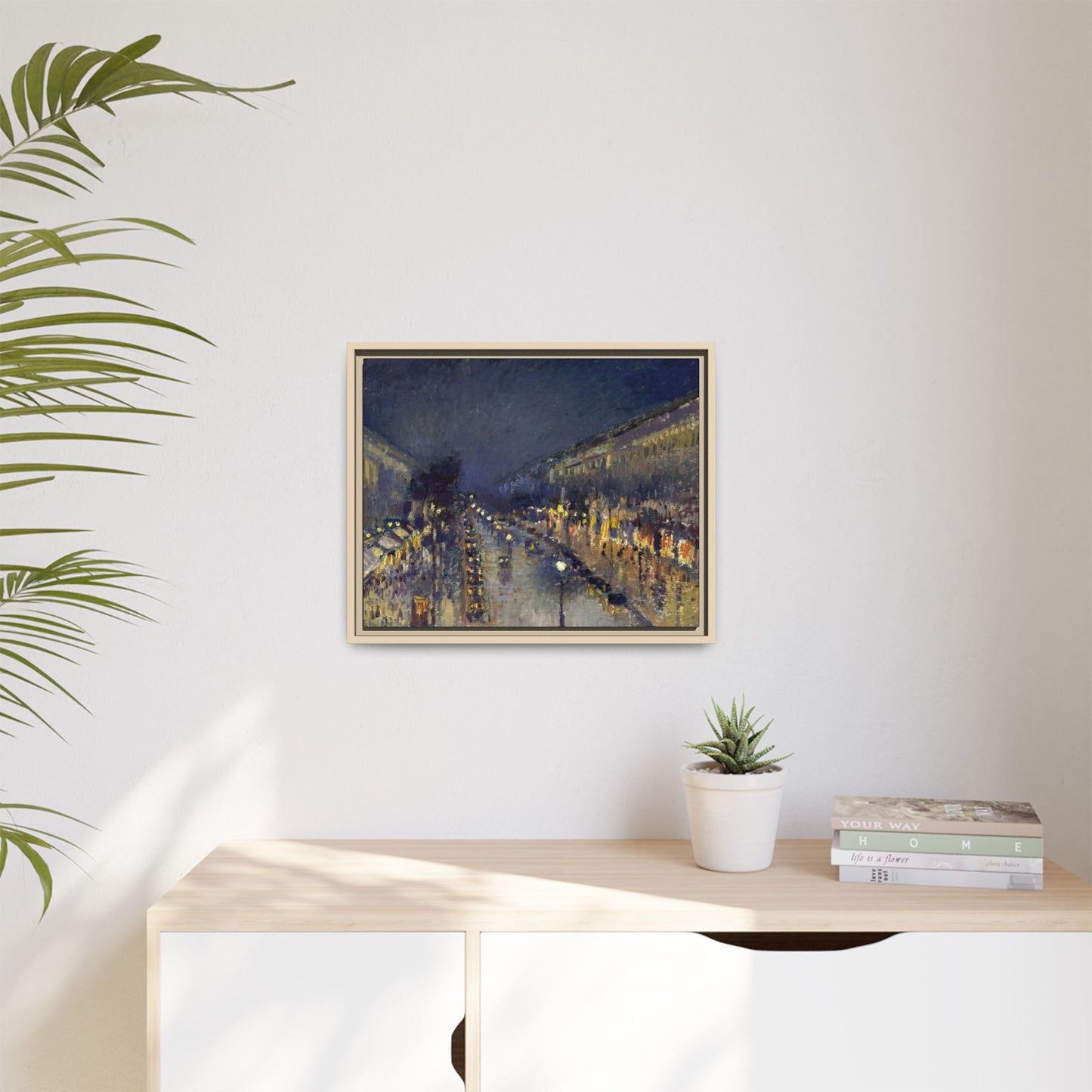 Pissarro, Camille - The Boulevard Montmartre At Night (1897) - Matte Canvas, Framed