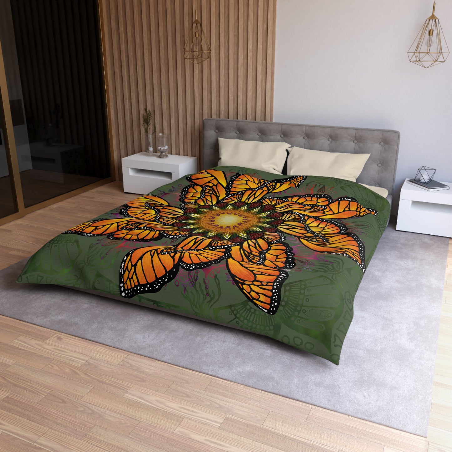 Pacio, Adam - Monarch Butterfly Mandala - Microfiber Duvet Cover