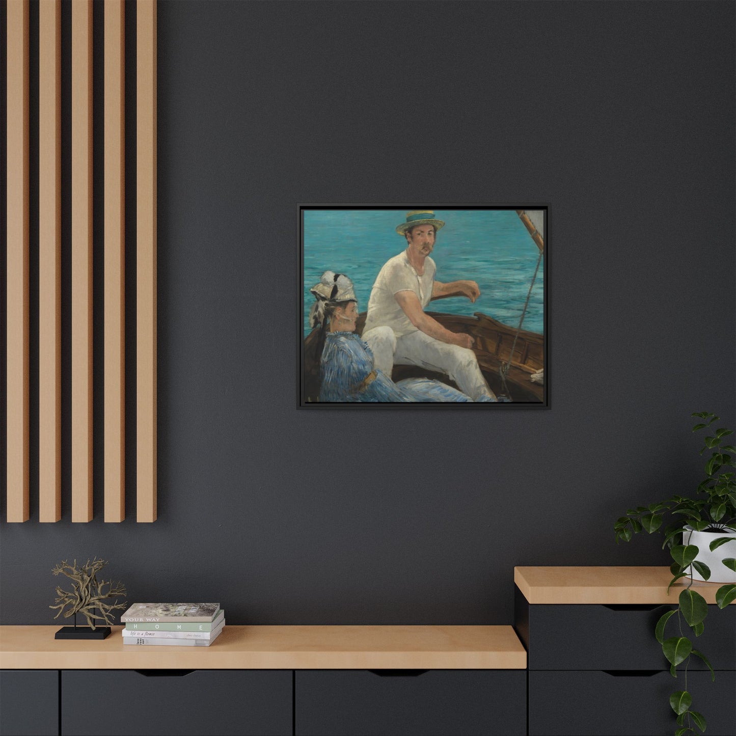 Manet, Édouard - Boating (1874) - Matte Canvas, Framed