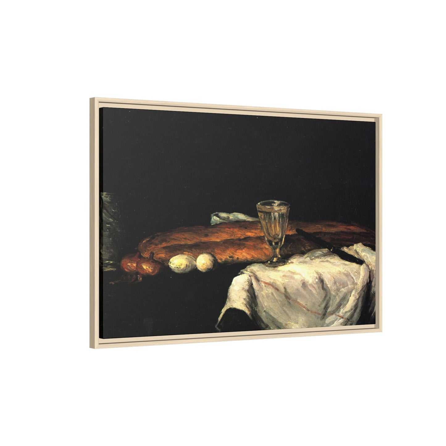 Cézanne, Paul - Still Life with Bread and Eggs (1865) - Matte Canvas, Framed