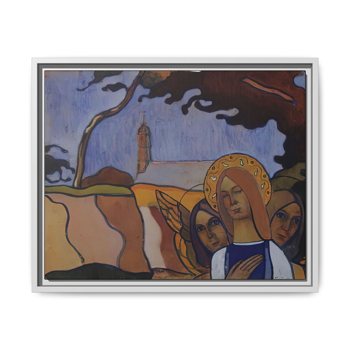 Filiger, Charles - Virgin and Two Angels (1895) - Matte Canvas, Framed