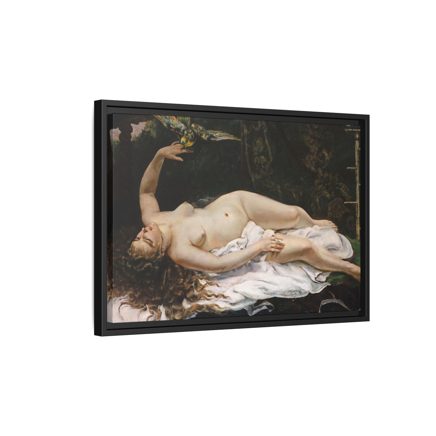 Courbet, Gustave - Woman with a Parrot (1866) - Matte Canvas, Framed