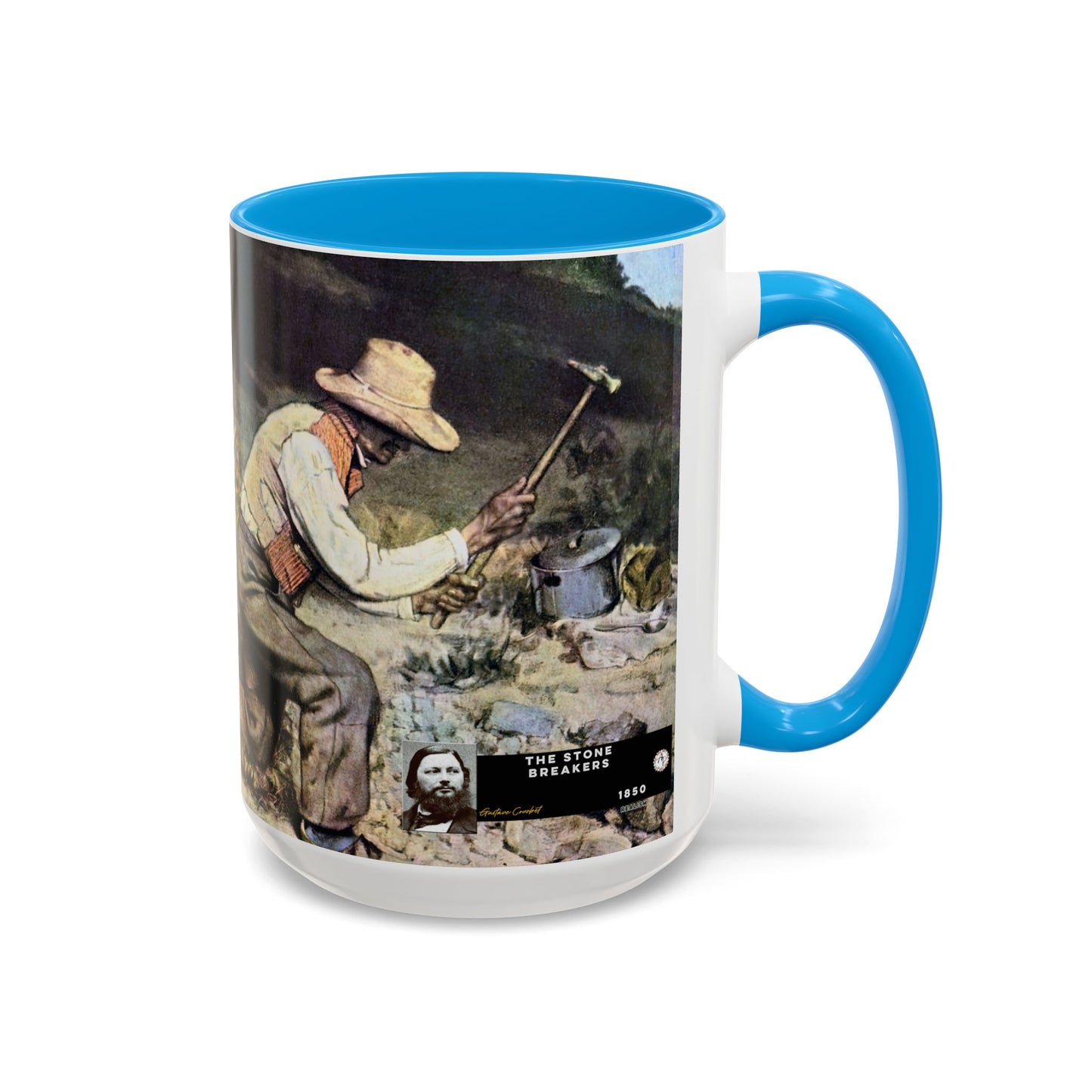 Courbet, Gustave - The Stone Breakers (1850) - Colorful Accent Mugs