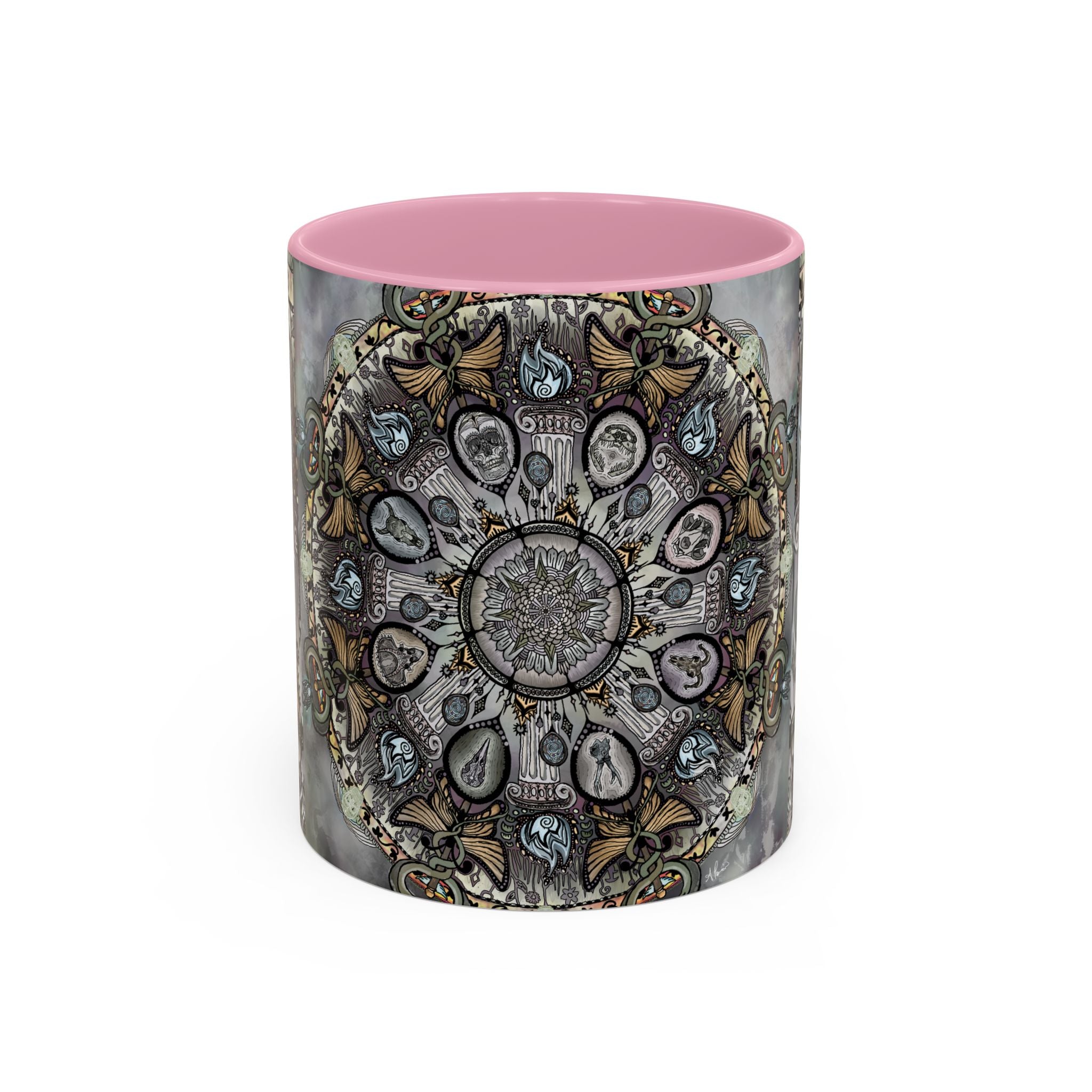 Memento Mori Mandala - Colorful Accent Mugs