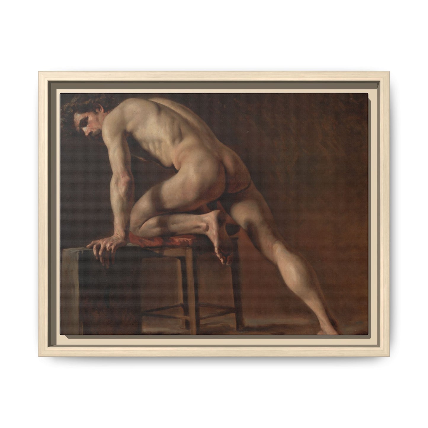 Courbet, Gustave - Study of a Nude Man (1840) - Matte Canvas, Framed