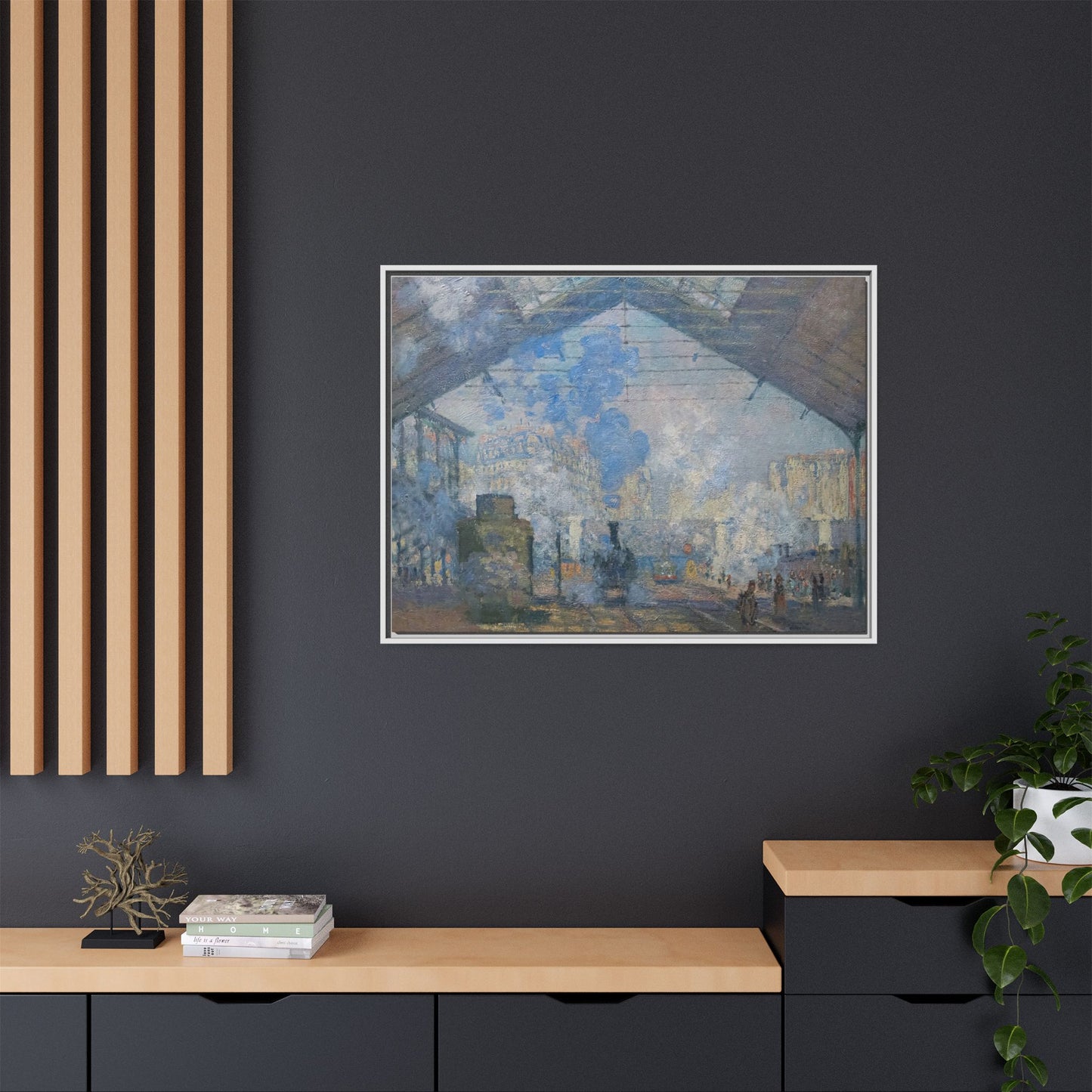 Monet, Claude - Le Gare Saint-Lazare (1877) - Matte Canvas, Framed