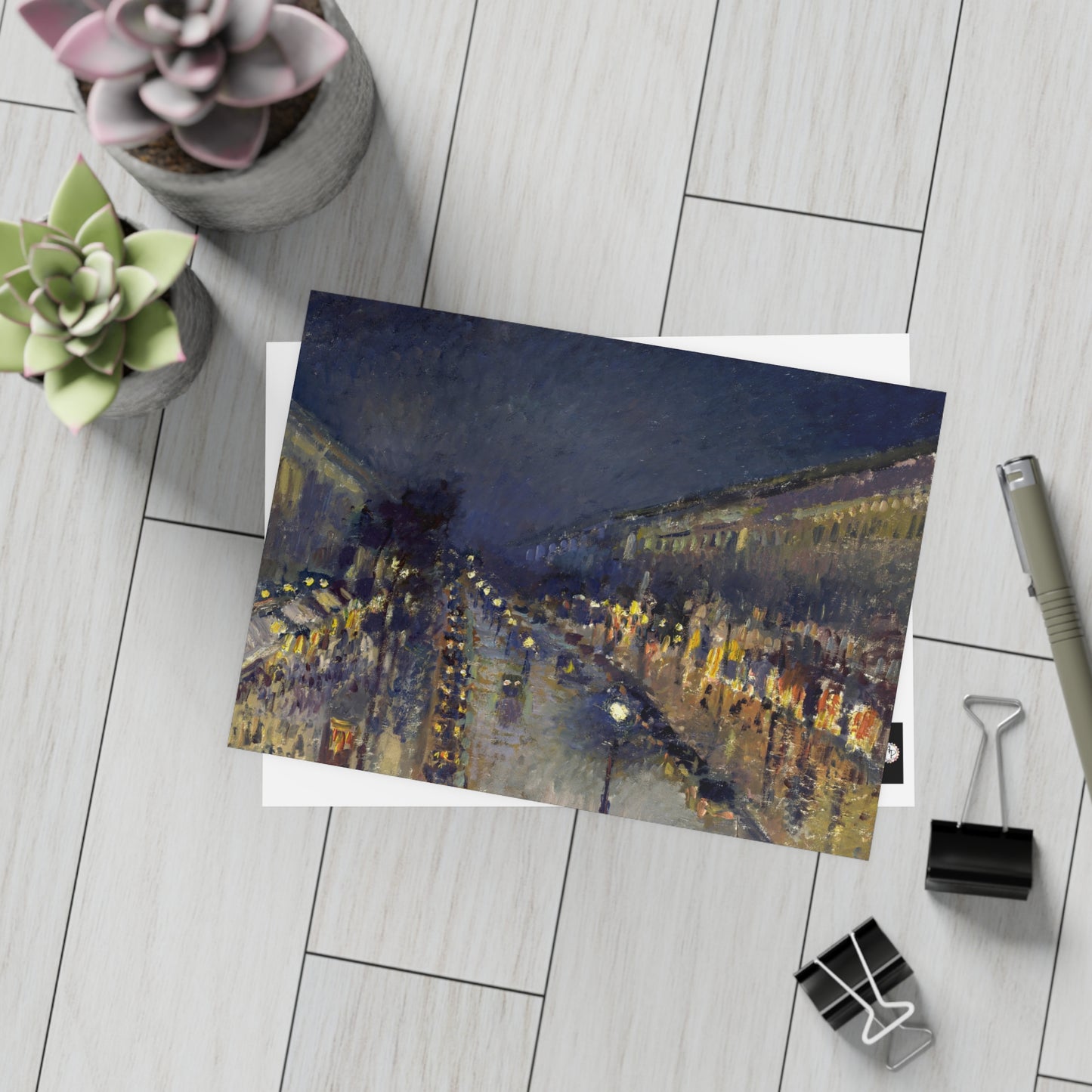 Pissarro, Camille - The Boulevard Montmartre At Night (1897) - Postcard Bundles with Envelopes Included
