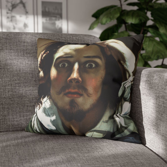 Courbet, Gustave - The Desperate Man (1843) - Suede Square Pillowcase