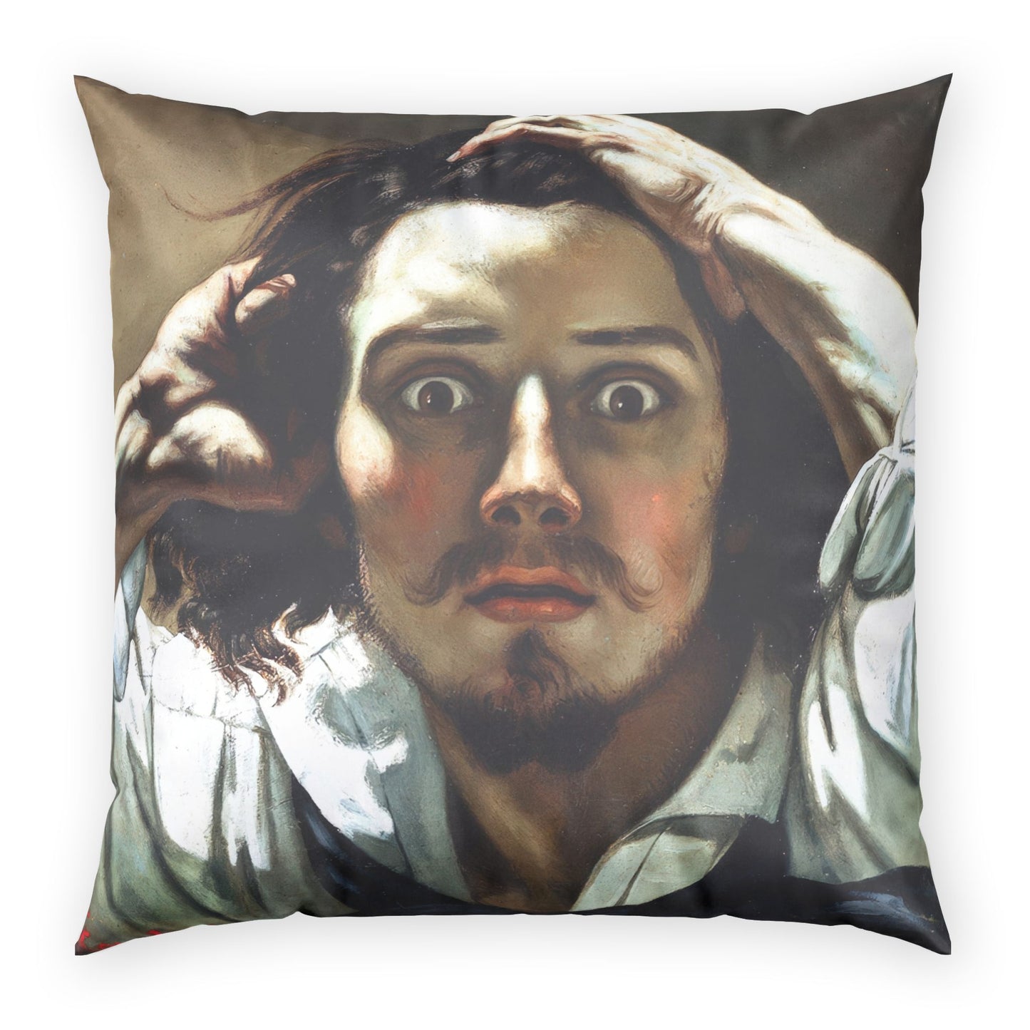 Courbet, Gustave - The Desperate Man (1843) - Poly Velvet Pillow