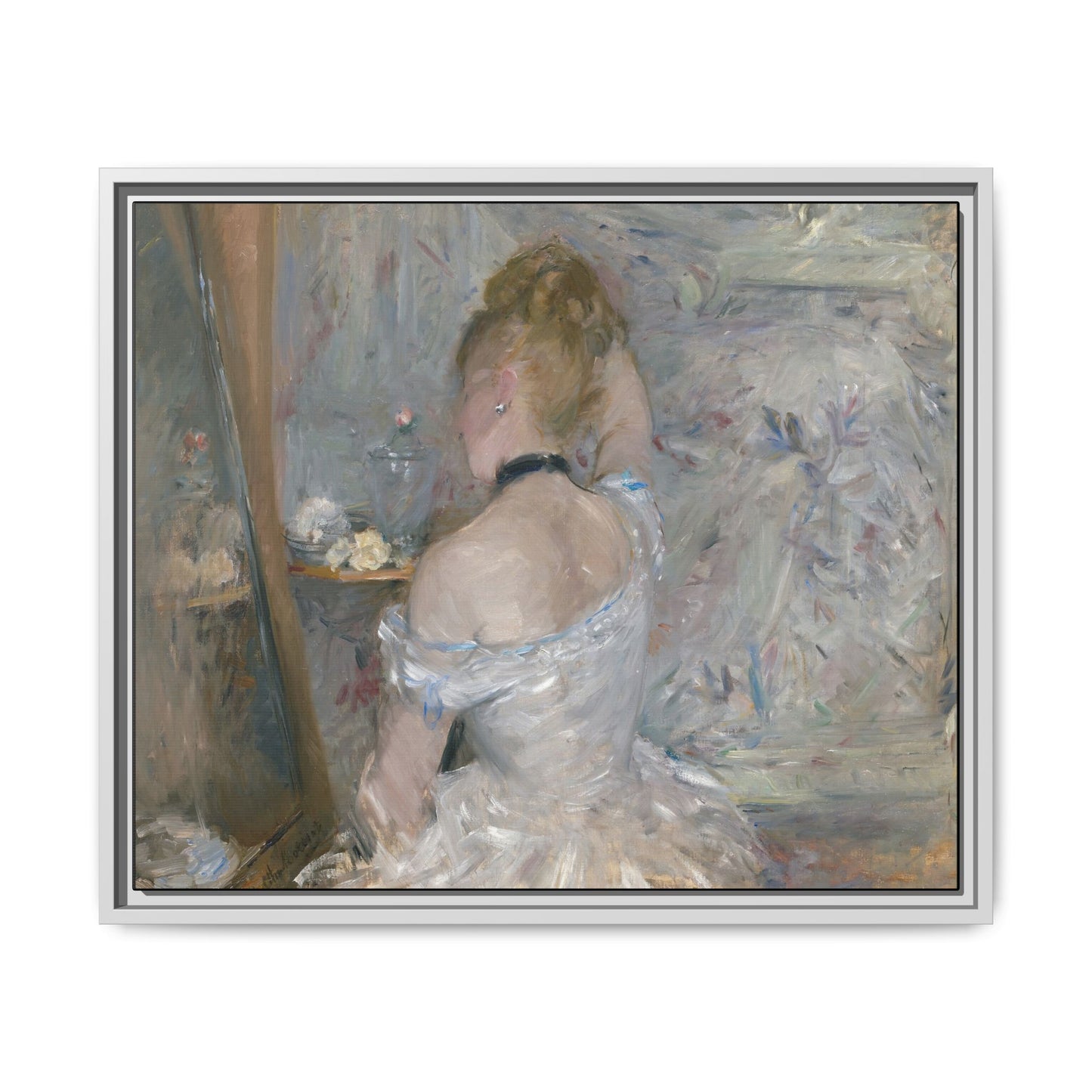 Morisot, Berthe - Woman at Her Toilette (1880) - Matte Canvas, Framed