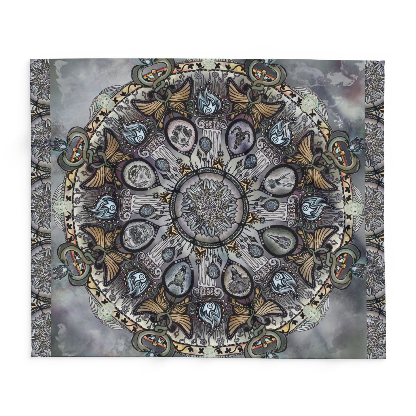 Memento Mori Mandala - Arctic Fleece Blanket