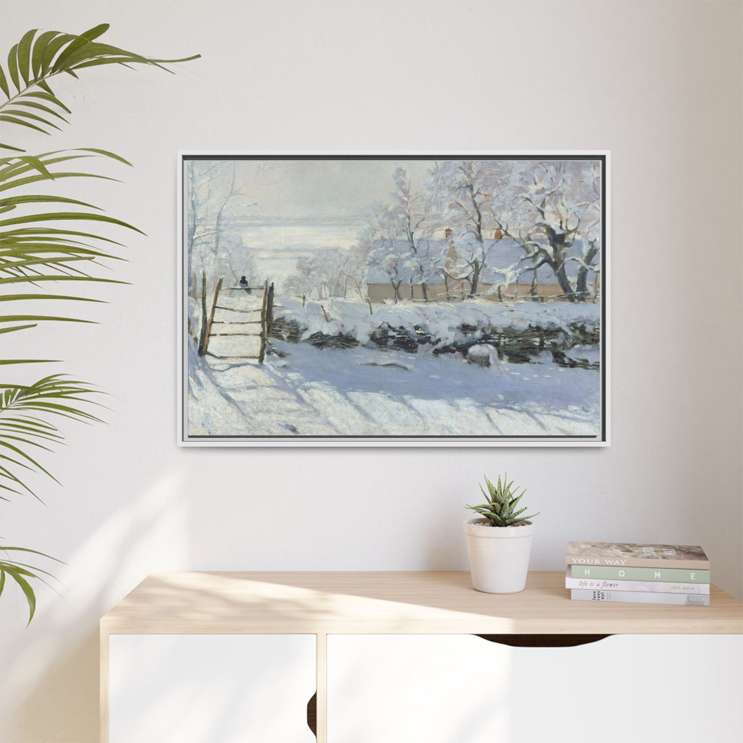 Monet, Claude - The Magpie (1868) - Matte Canvas, Framed