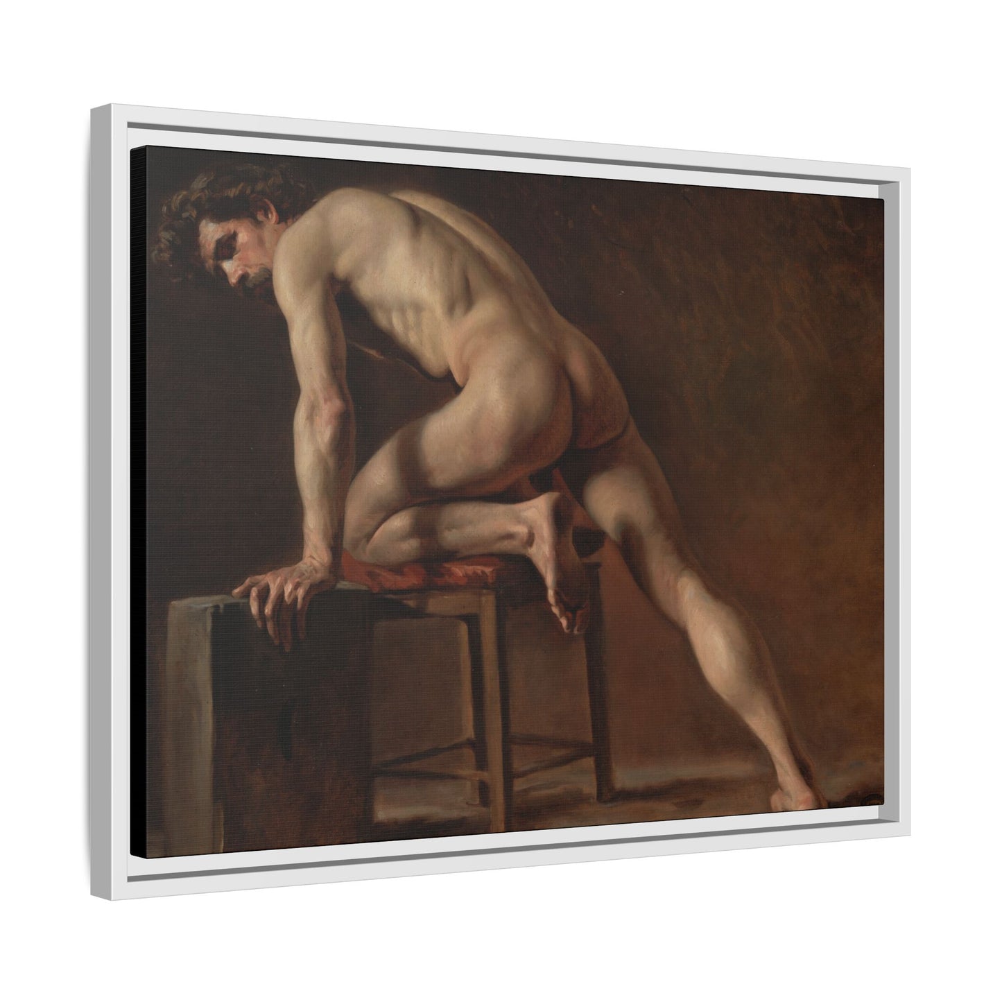 Courbet, Gustave - Study of a Nude Man (1840) - Matte Canvas, Framed