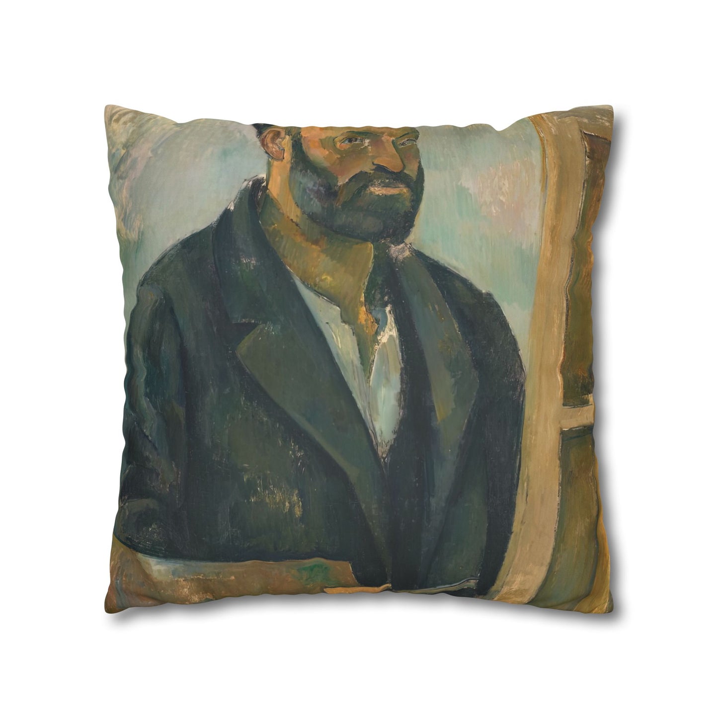 Cézanne, Paul - Portrait of the Artist with a Palette (1890) - Suede Square Pillowcase