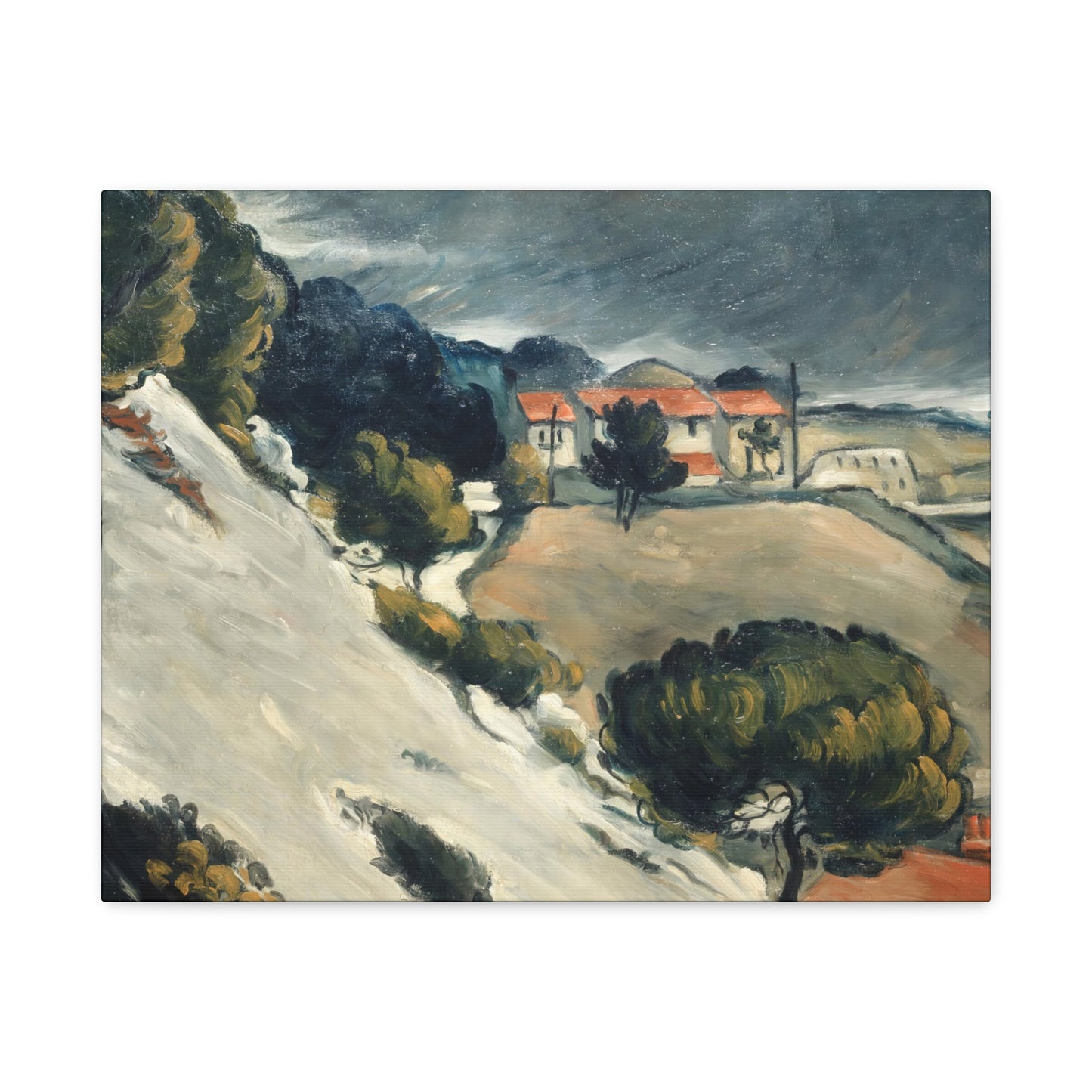 Cézanne, Paul - L’Estaque, Melting Snow (1870) - Canvas Block, unframed