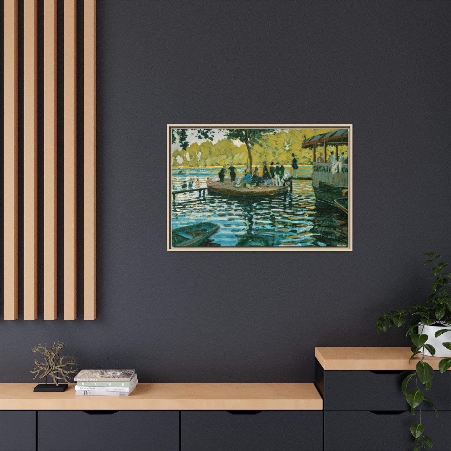 Monet, Claude - La Grenouillere (1869) - Matte Canvas, Framed