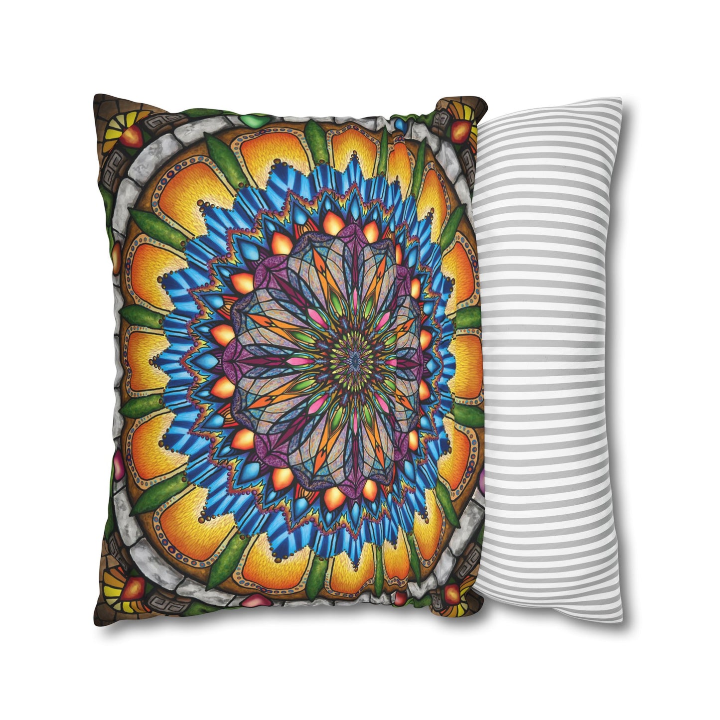 Pacio, Adam - Emerald Arrows Mandala - Suede Square Pillowcase