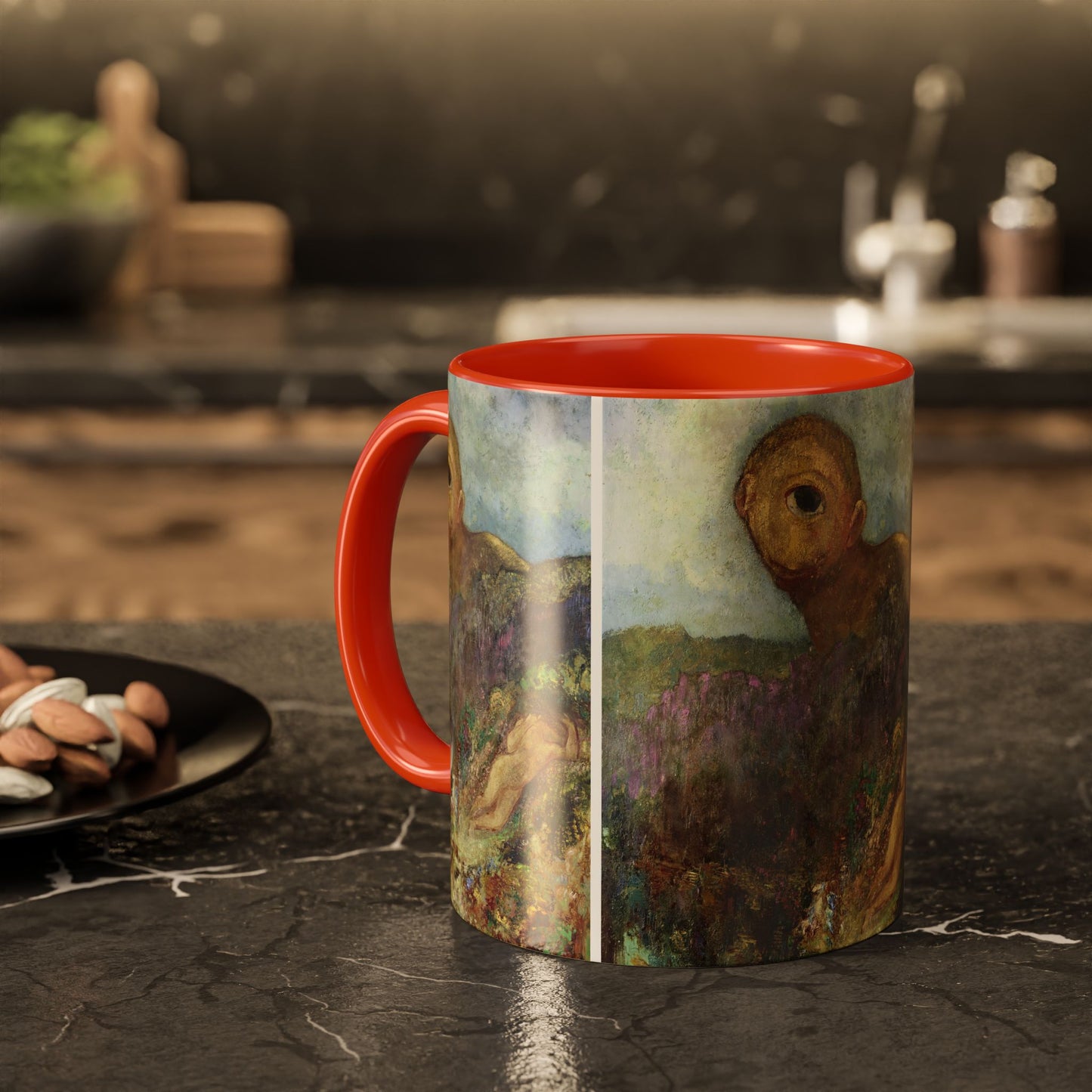 Redon, Odilon - The Cyclops (1914) - Colorful Accent Mugs