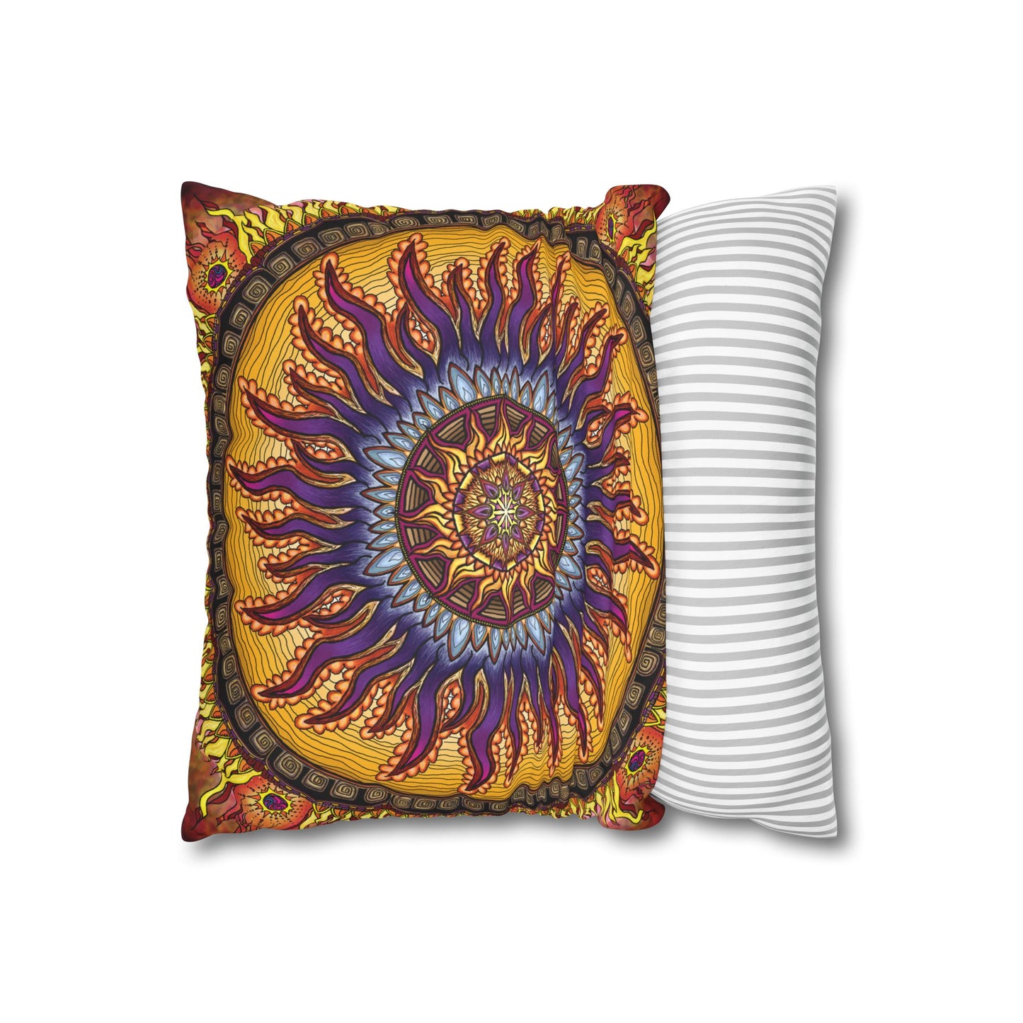 Pacio, Adam - Solar Disc Mandala - Suede Square Pillowcase