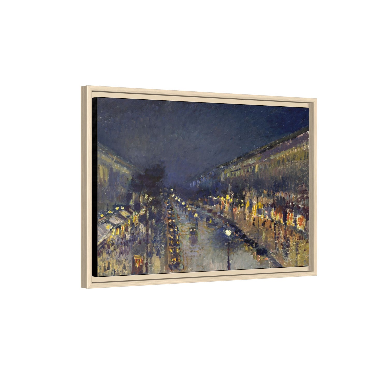 Pissarro, Camille - The Boulevard Montmartre At Night (1897) - Matte Canvas, Framed