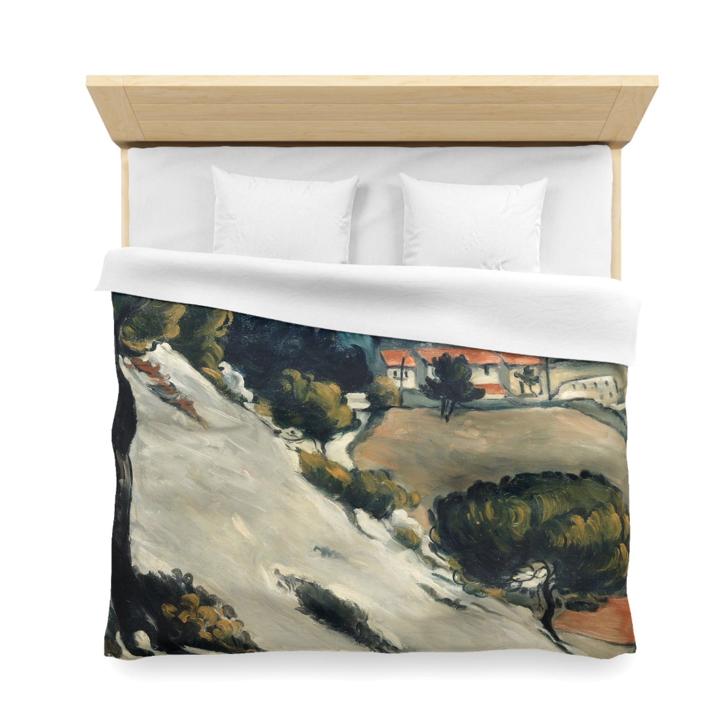 Cézanne, Paul - L’Estaque, Melting Snow (1870) - Microfiber Duvet Cover