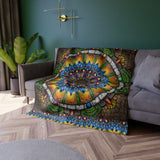 Emerald Arrows Mandala - Crushed Velvet Blanket