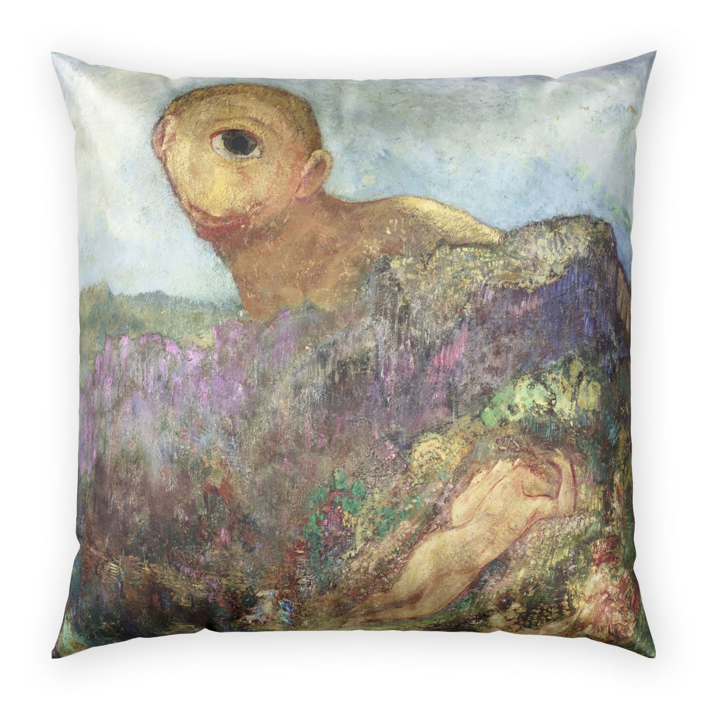 Redon, Odilon - The Cyclops (1914) - Poly Velvet Pillow