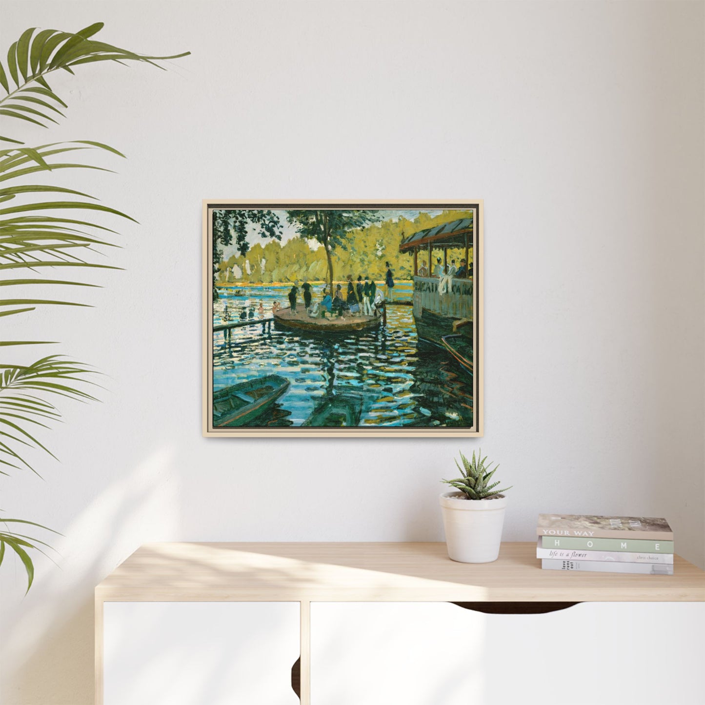 Monet, Claude - La Grenouillere (1869) - Matte Canvas, Framed