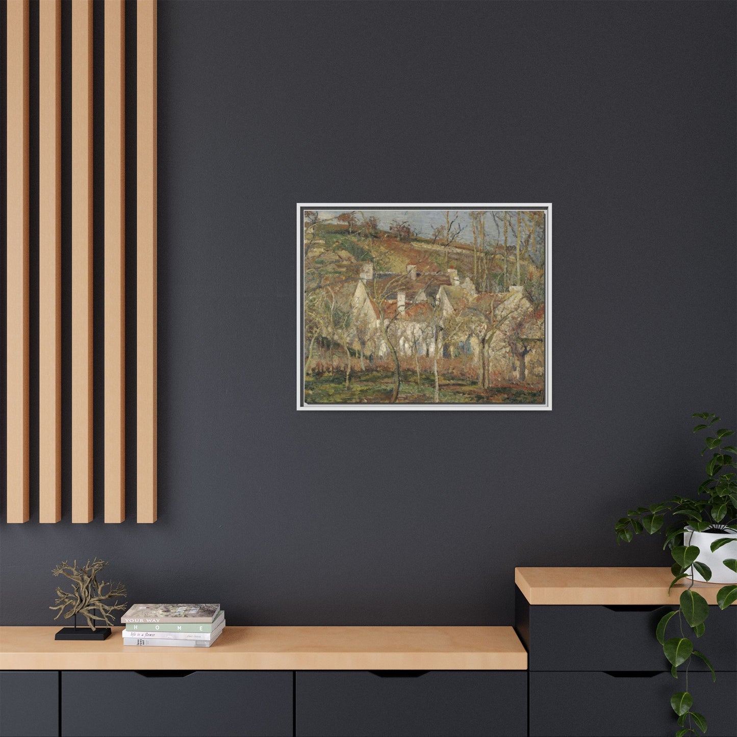Pissarro, Camille - Red Roofs, Corner of a Village in Winter (1877) - Matte Canvas, Framed