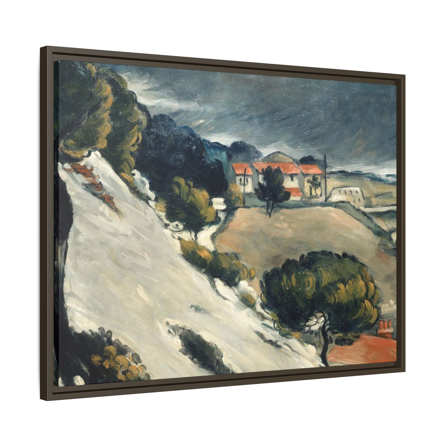 Cézanne, Paul - L’Estaque, Melting Snow (1870) - Matte Canvas, Framed