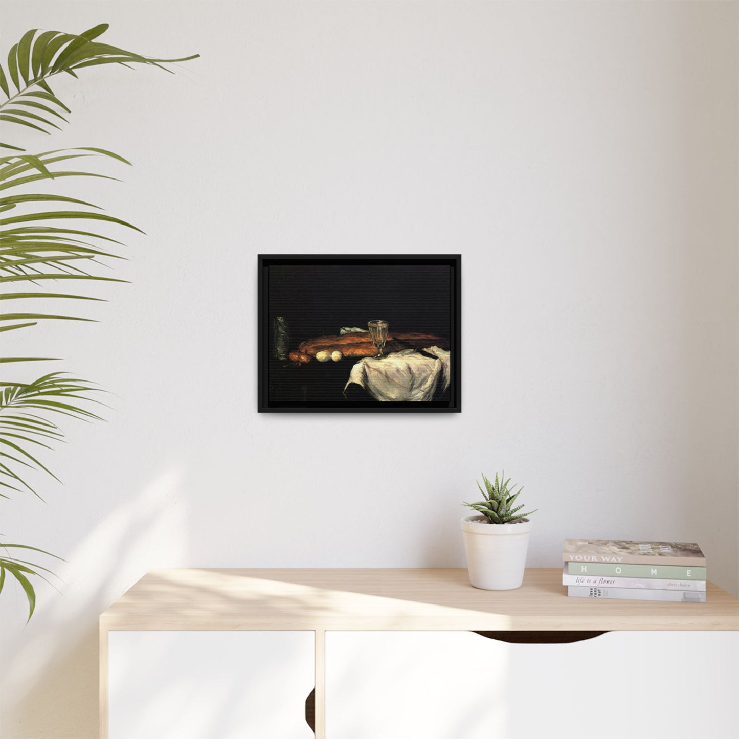 Cézanne, Paul - Still Life with Bread and Eggs (1865) - Matte Canvas, Framed