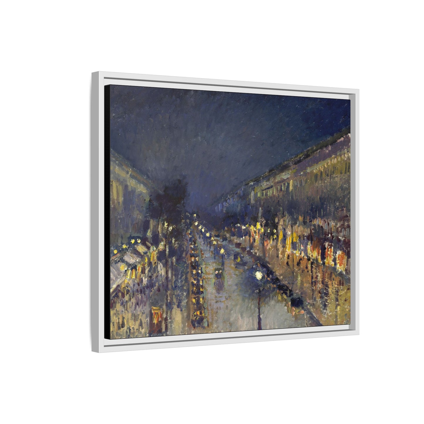 Pissarro, Camille - The Boulevard Montmartre At Night (1897) - Matte Canvas, Framed