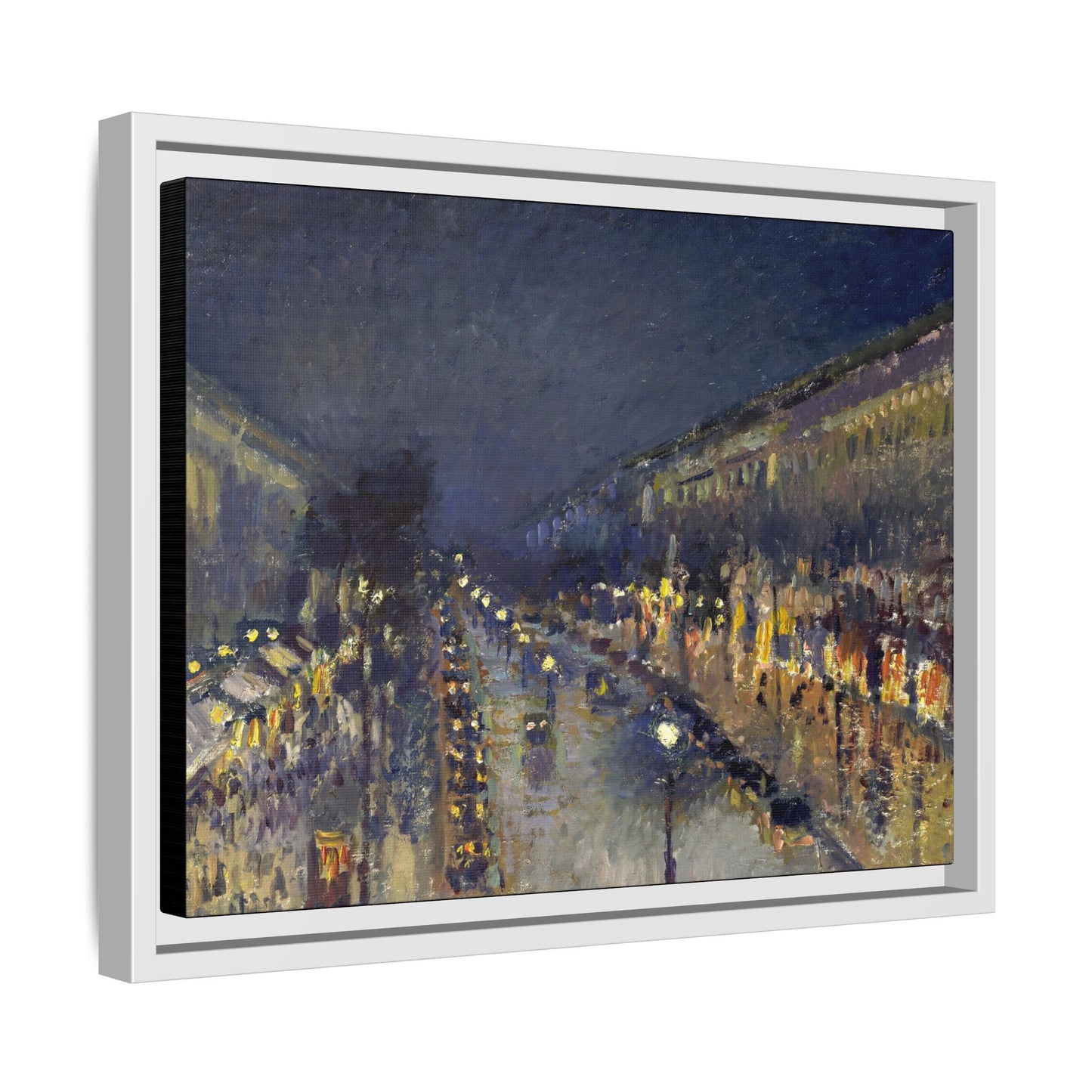Pissarro, Camille - The Boulevard Montmartre At Night (1897) - Matte Canvas, Framed