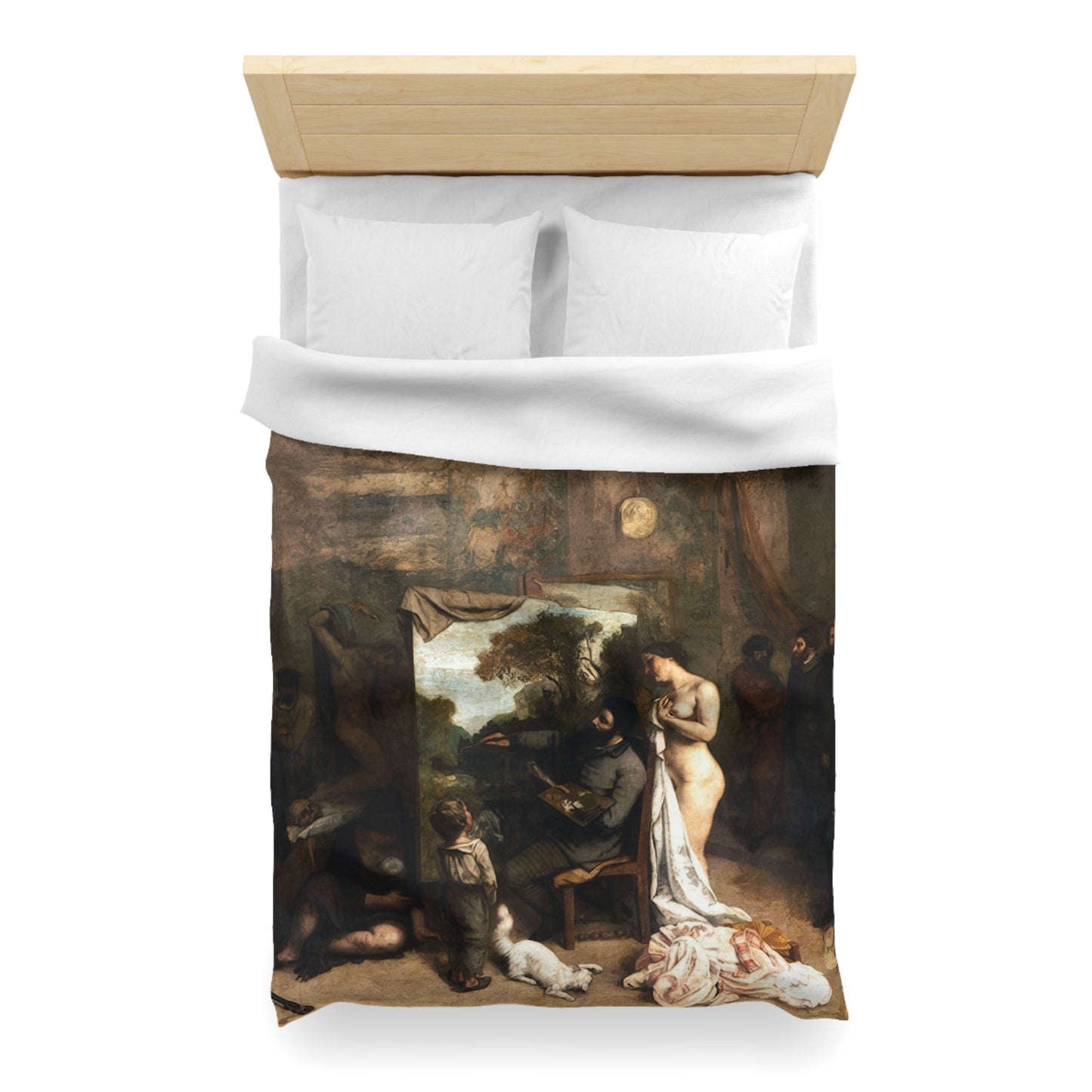 Courbet, Gustave - The Painter’s Studio (1855) - Microfiber Duvet Cover