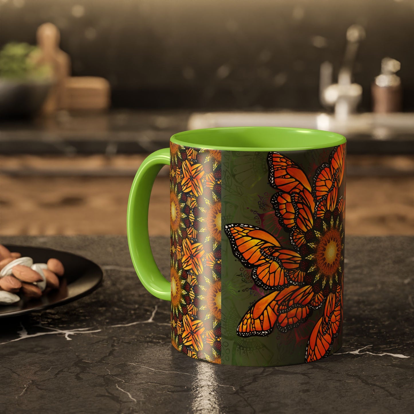 Pacio, Adam - Monarch Butterfly Mandala - Colorful Accent Mugs
