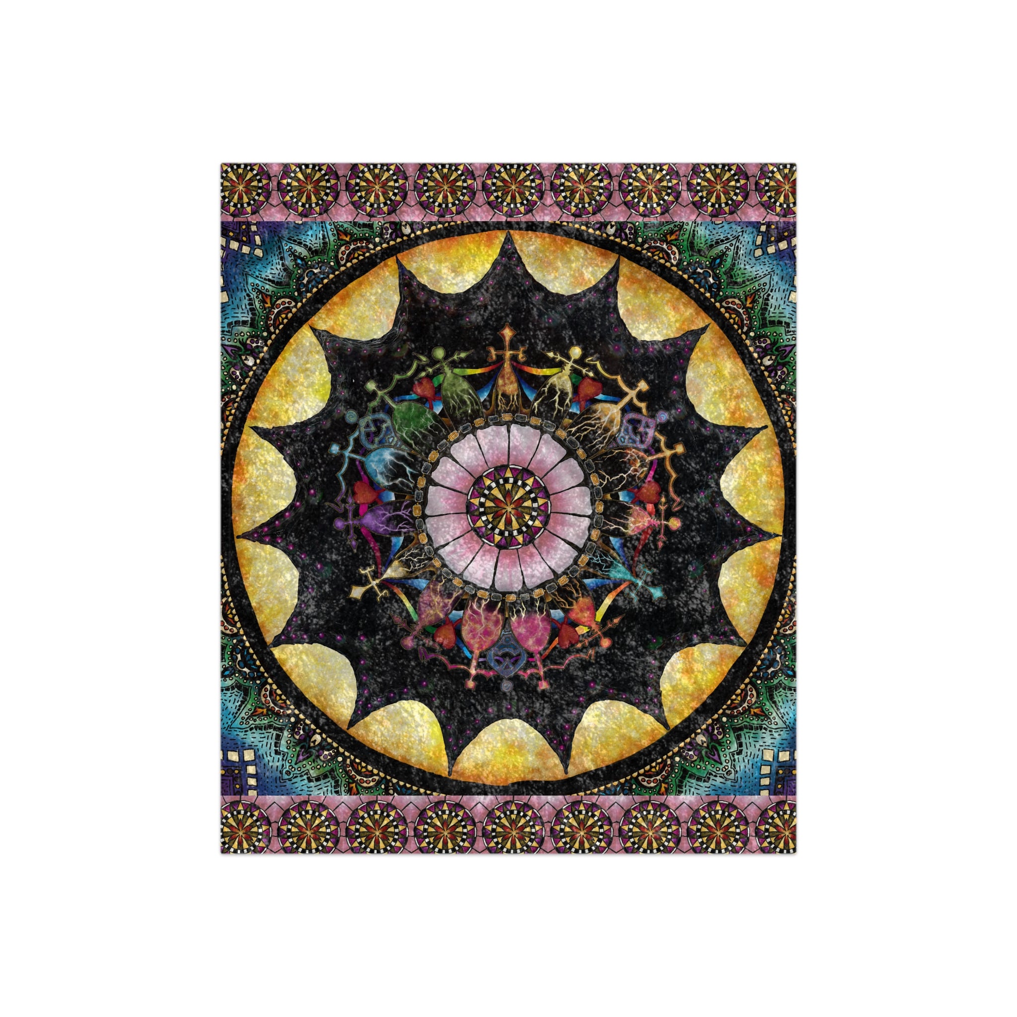 Obsidian Grandmothers Mandala - Crushed Velvet Blanket