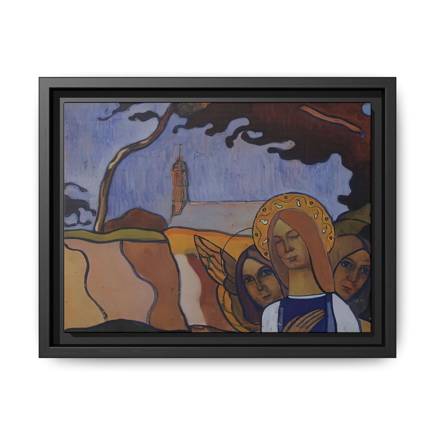 Filiger, Charles - Virgin and Two Angels (1895) - Matte Canvas, Framed