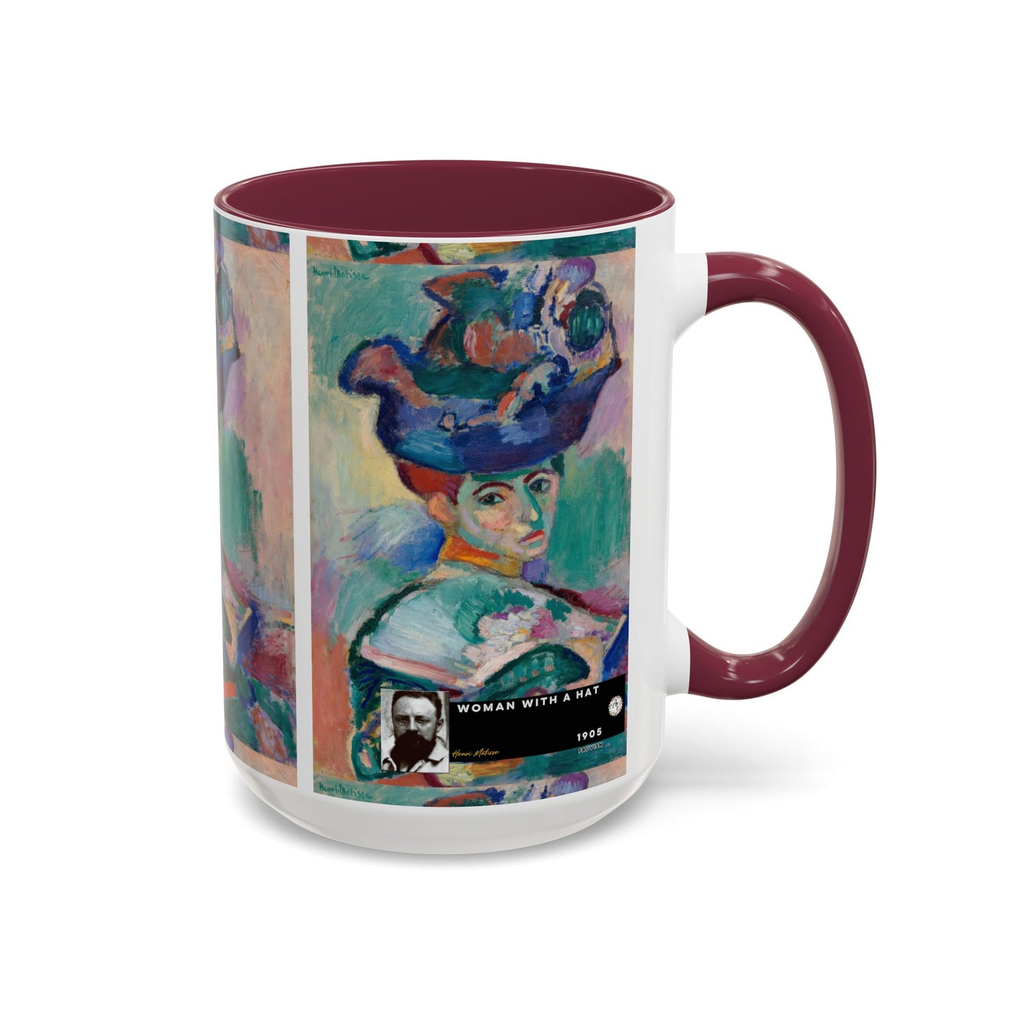 Matisse, Henri - Woman with a Hat (1905) - Colorful Accent Mugs