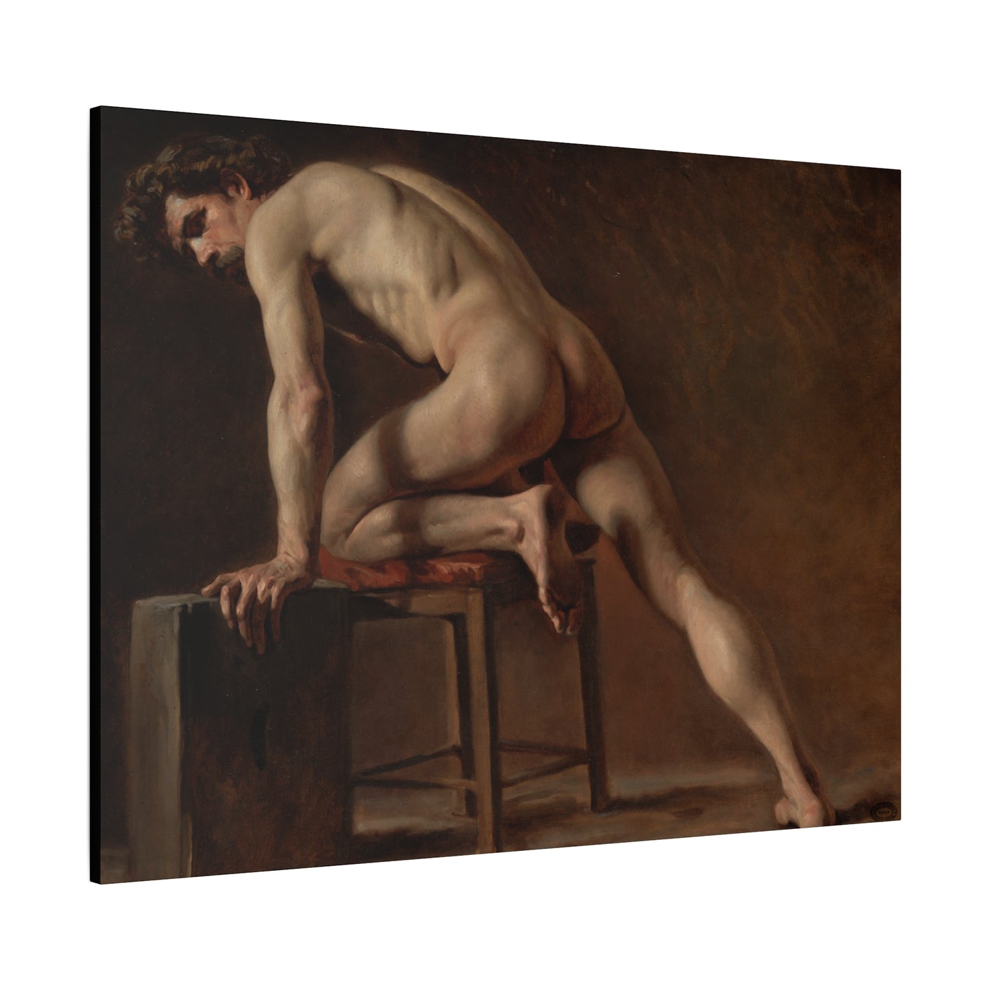 Courbet, Gustave - Study of a Nude Man (1840) - Canvas Block, unframed