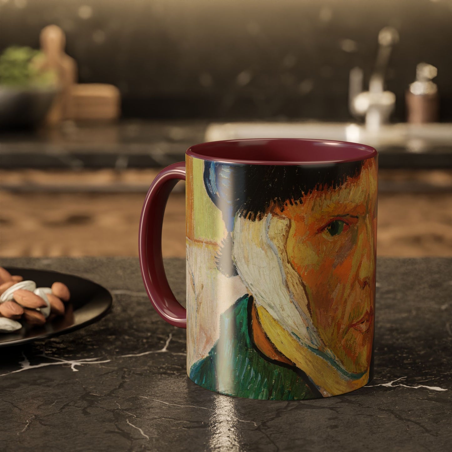 Van Gogh, Vincent - Self Portrait with Bandaged Ear (1889) - Colorful Accent Mugs