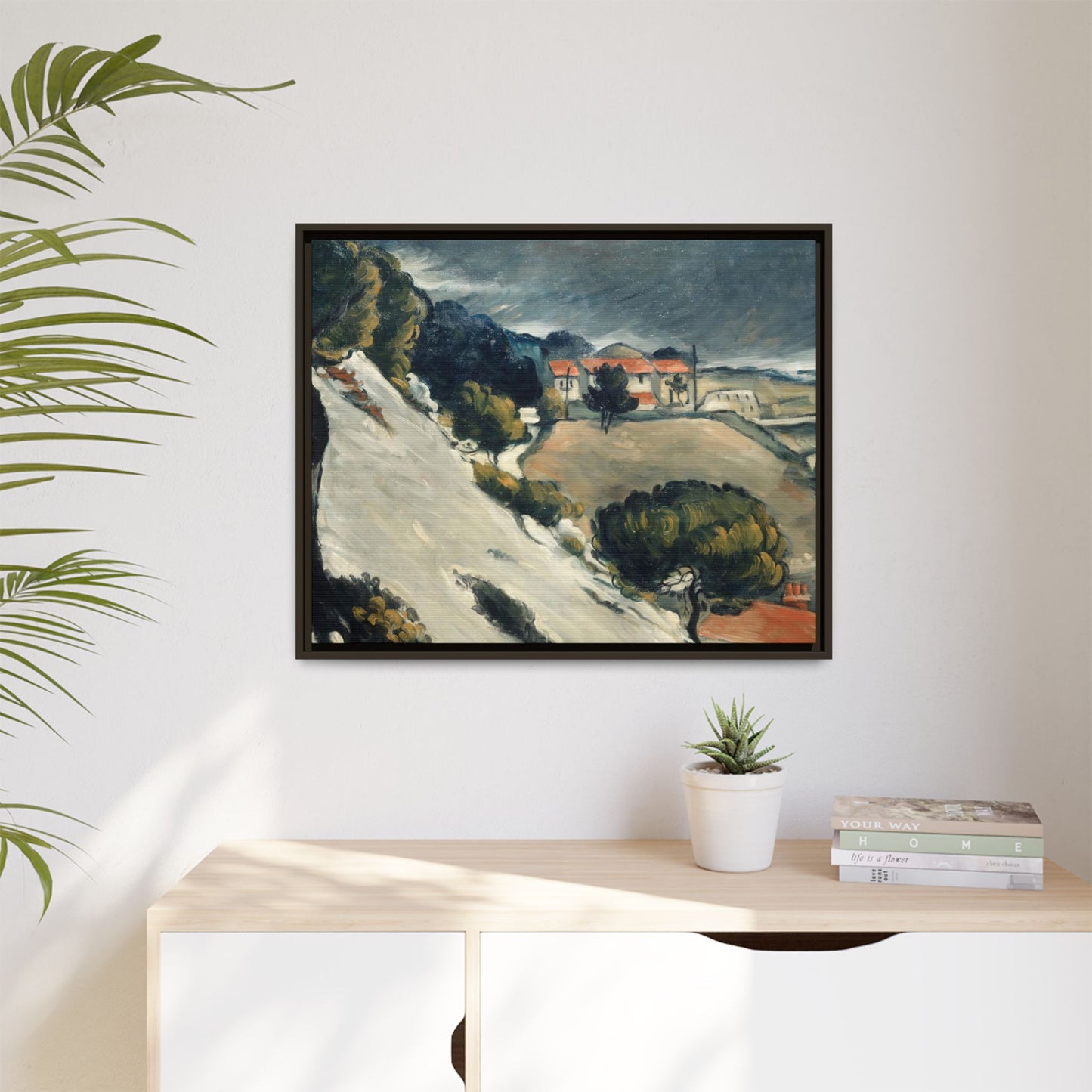 Cézanne, Paul - L’Estaque, Melting Snow (1870) - Matte Canvas, Framed
