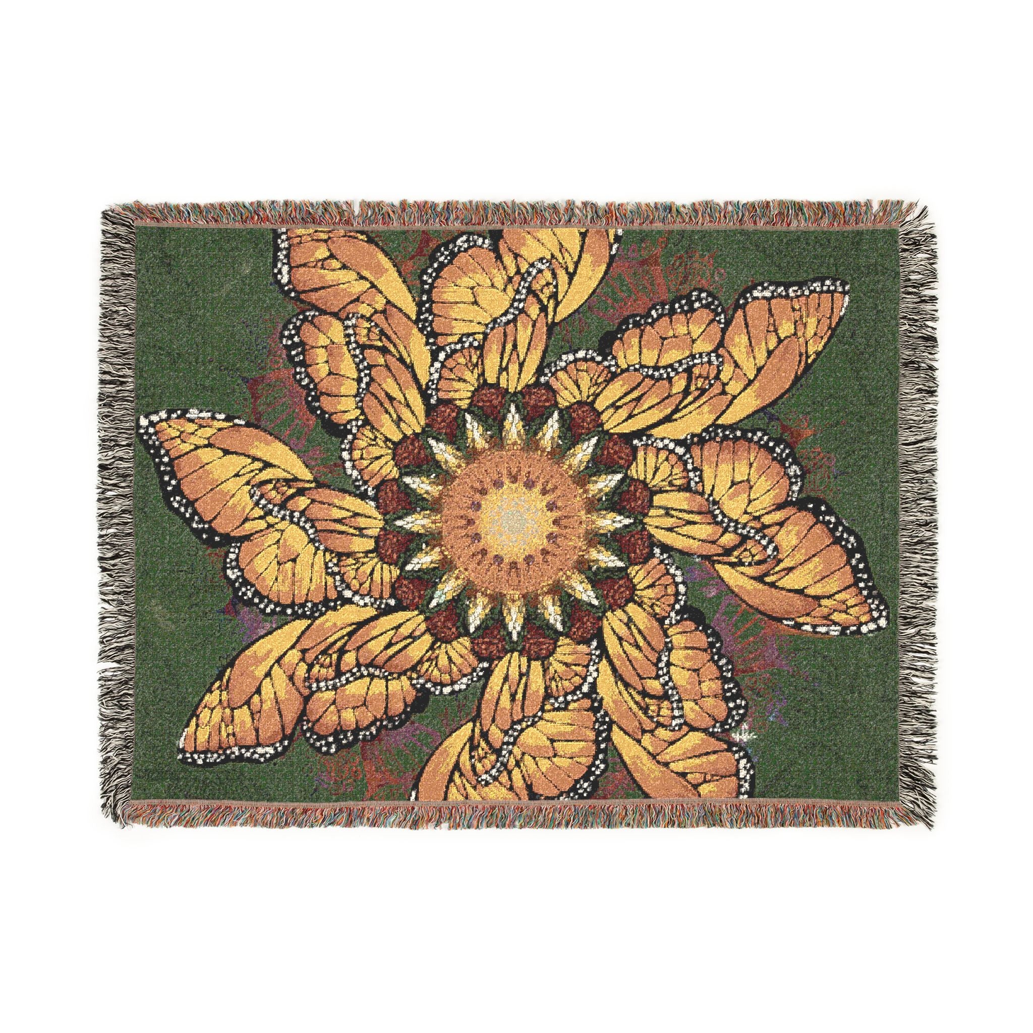 Monarch Butterfly Mandala - Woven Blanket