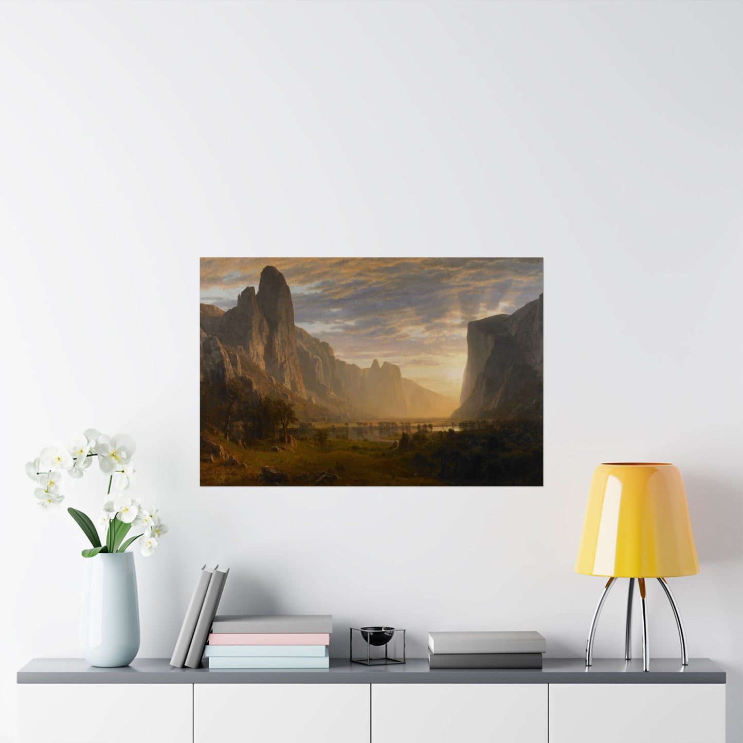Bierstadt, Albert - Looking Down Yosemite Valley (1865) - Satin Posters