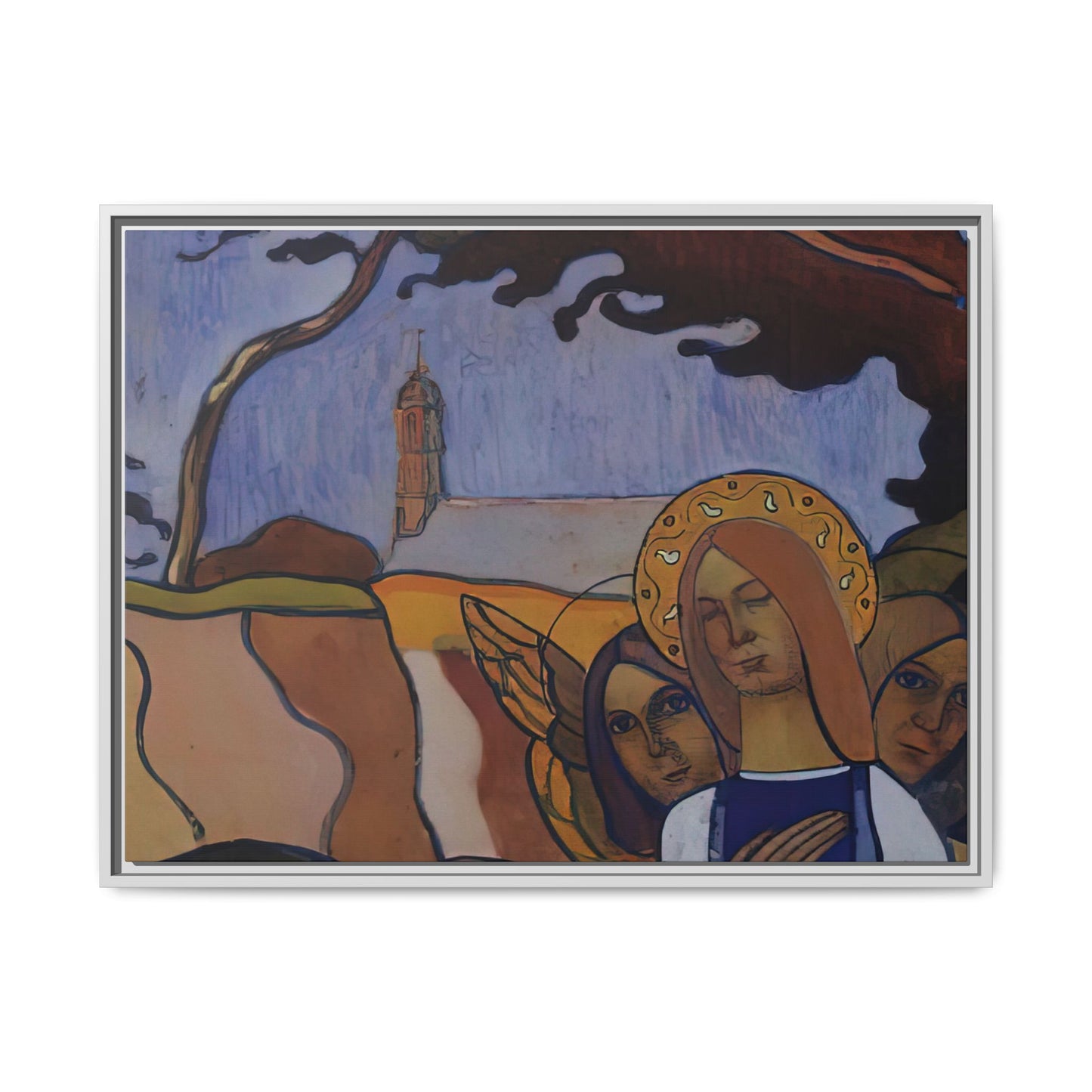Filiger, Charles - Virgin and Two Angels (1895) - Matte Canvas, Framed
