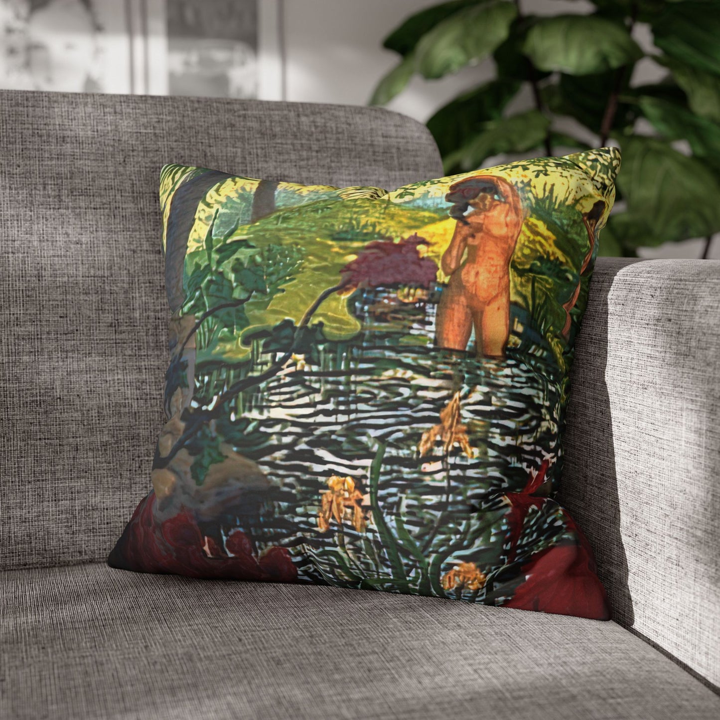 Ranson, Paul - The Lotus Bather (1906) - Suede Square Pillowcase