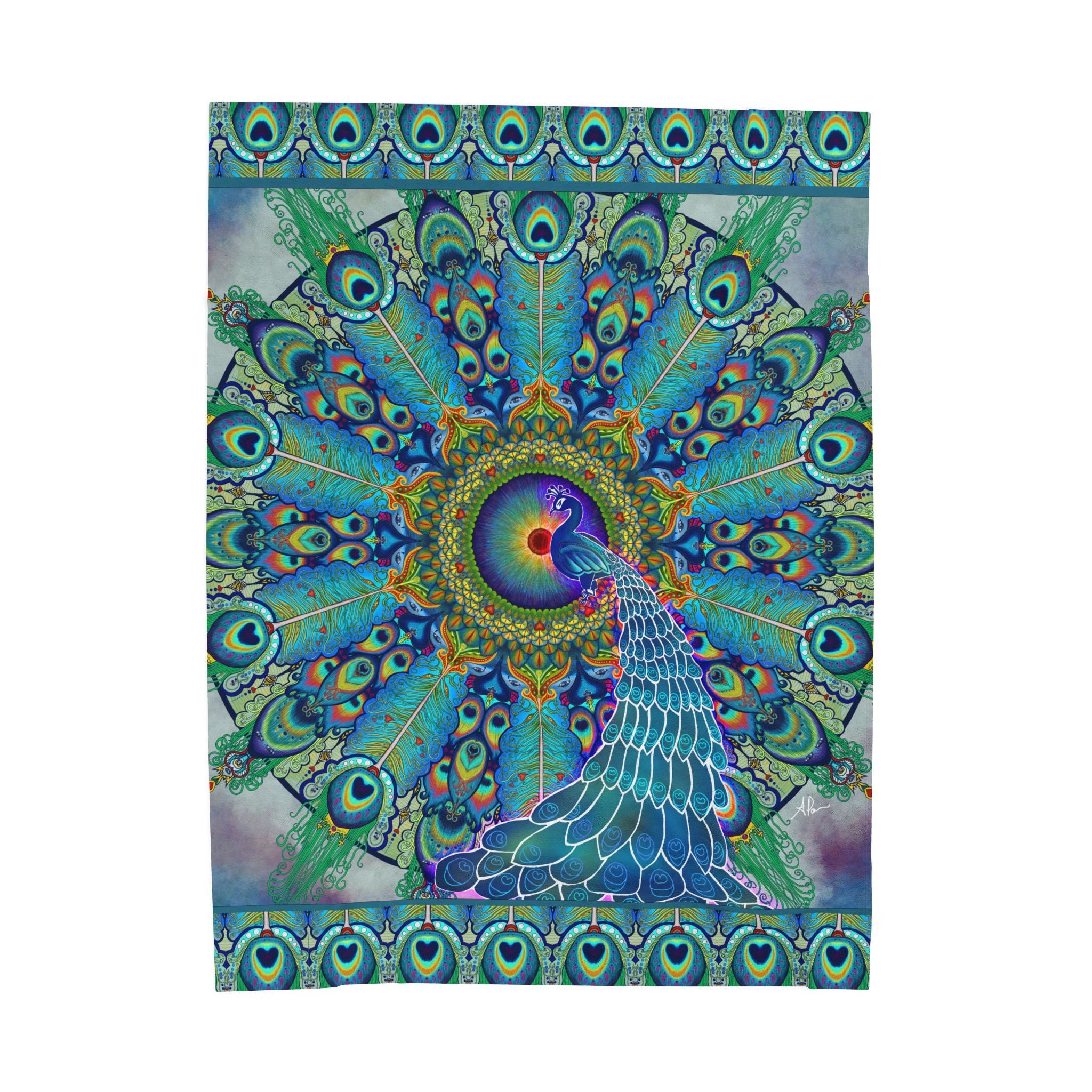 Melek Taus Mandala - Velveteen Plush Blanket