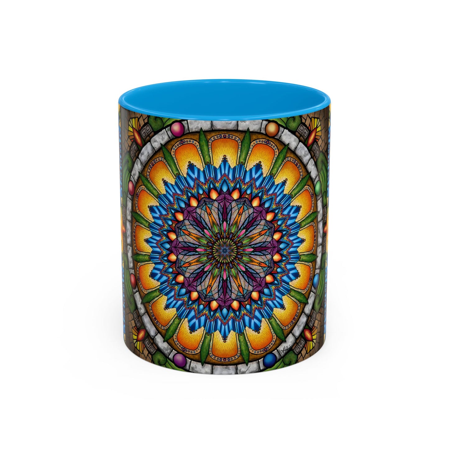 Pacio, Adam - Emerald Arrows Mandala - Colorful Accent Mugs